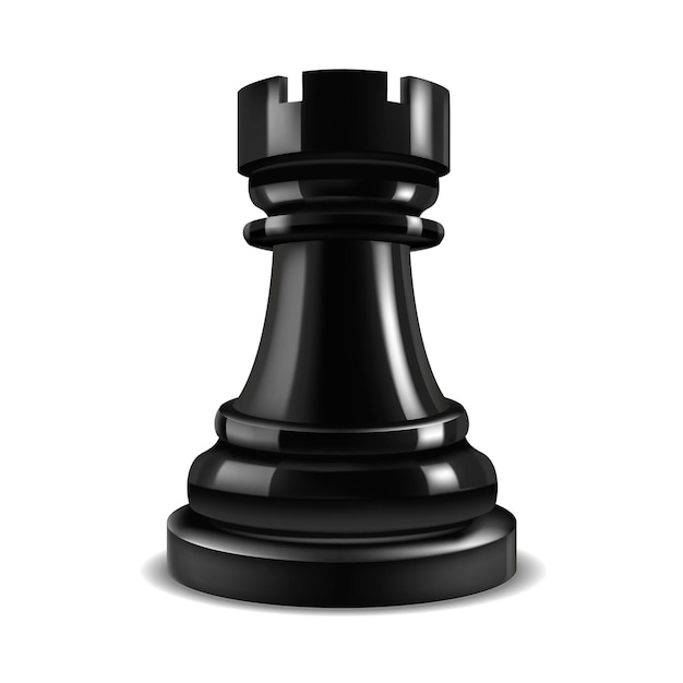 Vecteur de tour noire d'échecs 3d réaliste