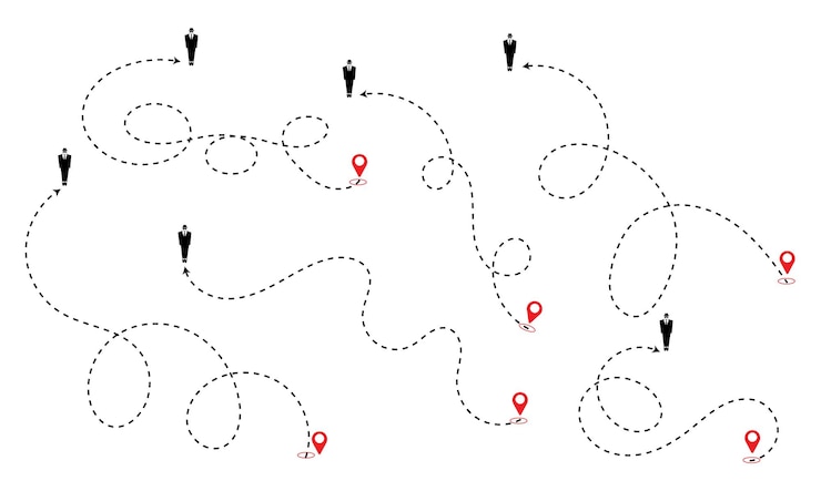 Vecteur vecteur de trajectoire de la flèche à traits pointillés