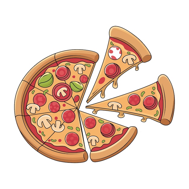 Le vecteur de tranche de pizza et chaque jour est un vecteur de pizza jour bannière de pizza et élément de conception d'affiche