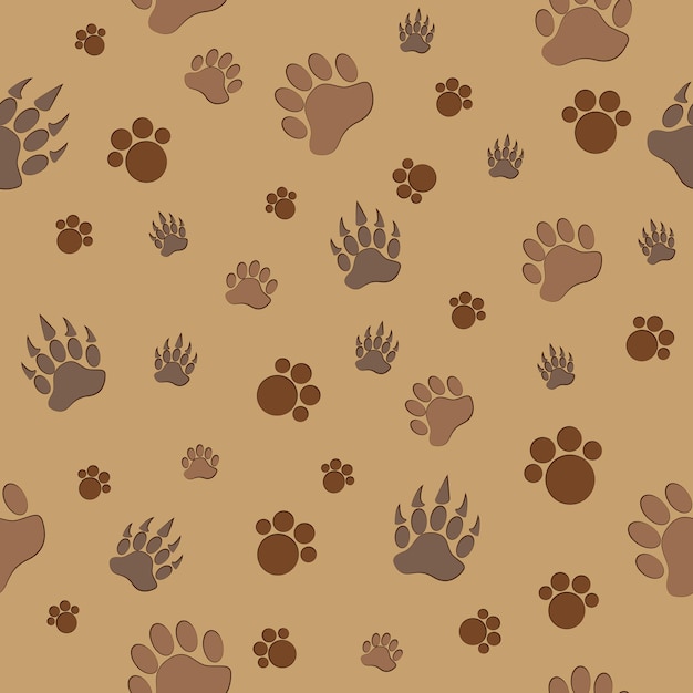 Vecteur vecteur transparente motif patte d'ours sur fond marron, motif animal sans soudure