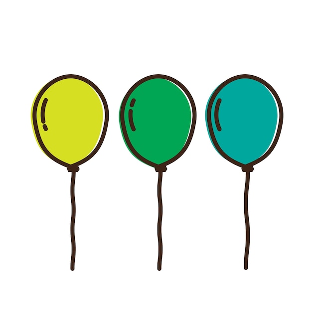 Vecteur Trois Ballons Bleu Vert Jaune