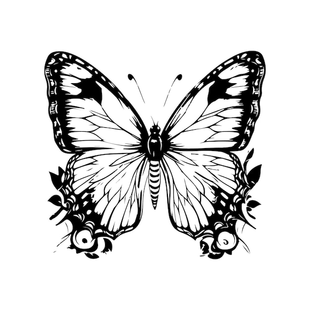 Vecteur vecteur, un vecteur de papillon de dessin animé en coloration noir et blanc