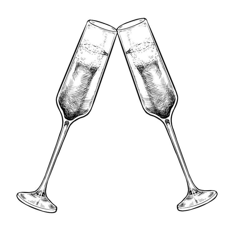 Vecteur vecteur de verre de champagne icône de champagne verre à vin illustration de vin mousseux