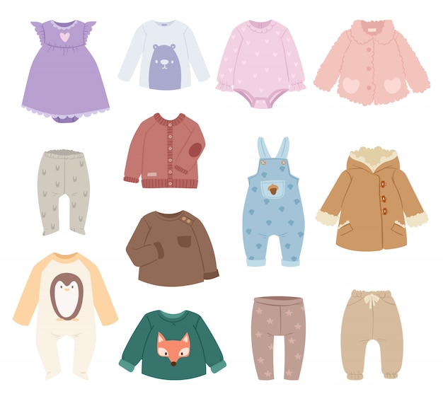 Vecteur vecteur de vêtements pour bébés bébés enfants.