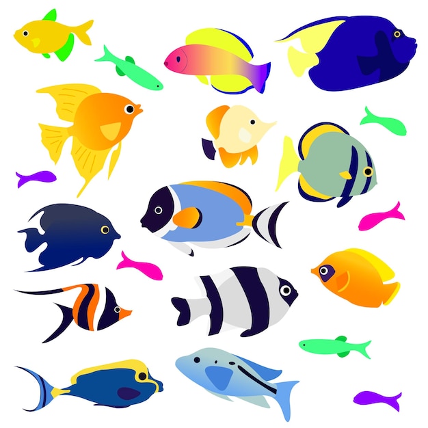 vecteurs d'illustration de poissons tropicaux
