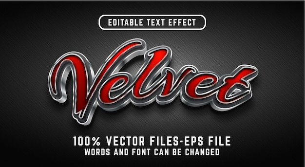 Vecteur vecteurs premium d'effet de texte de velours. effet de texte modifiable avec un style en acier réaliste