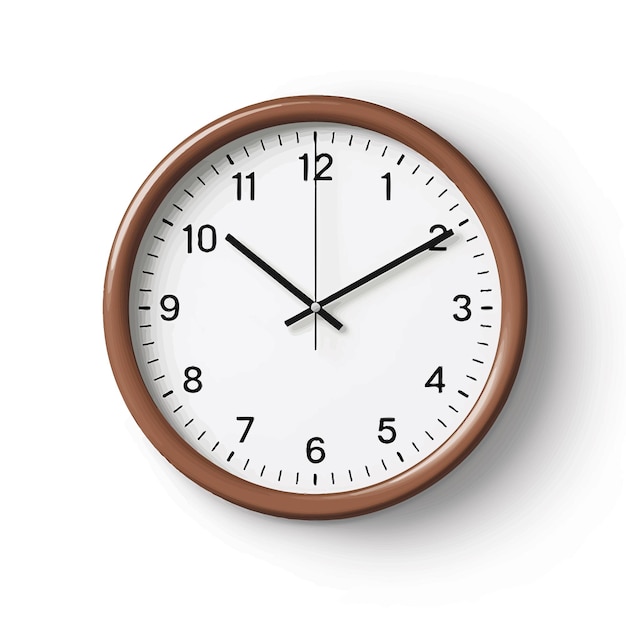 Vector_3d_réaliste_simple_ronde_brune_mur_horloge