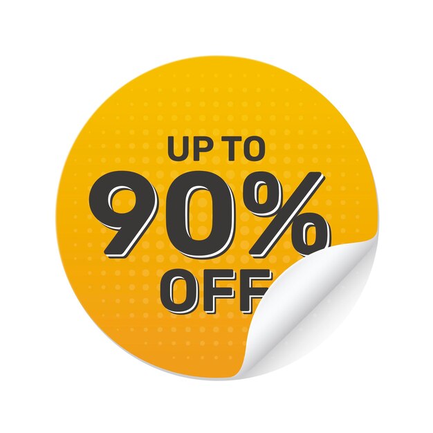 Vector Abstract Circle Sale Sticker jaune avec une réduction supplémentaire de 90 pour cent Offre limitée dans le temps