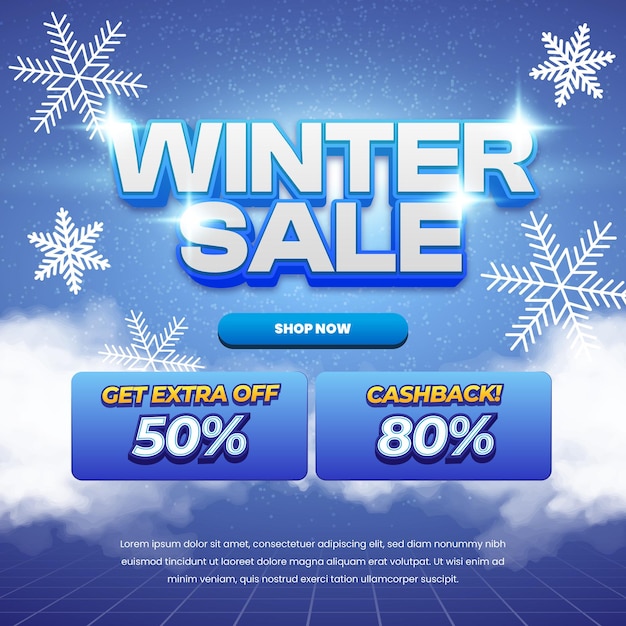 Vector d'affichage de bannière offrant des offres de réduction de vente hivernale modifiables