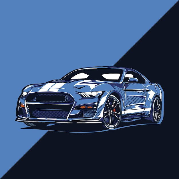 Vector American Muscle Car Avec Un Style Dessiné à La Main