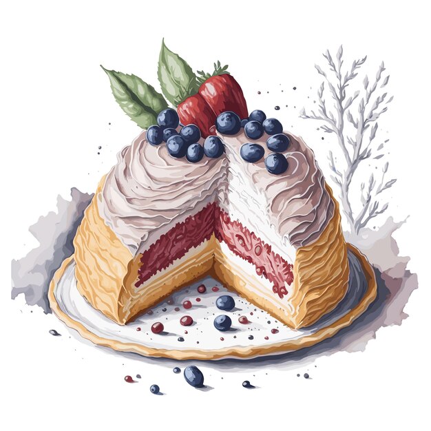 Vector D'aquarelle Arany Galuska Clipart De Pâtisserie Fond Blanc Modifiable