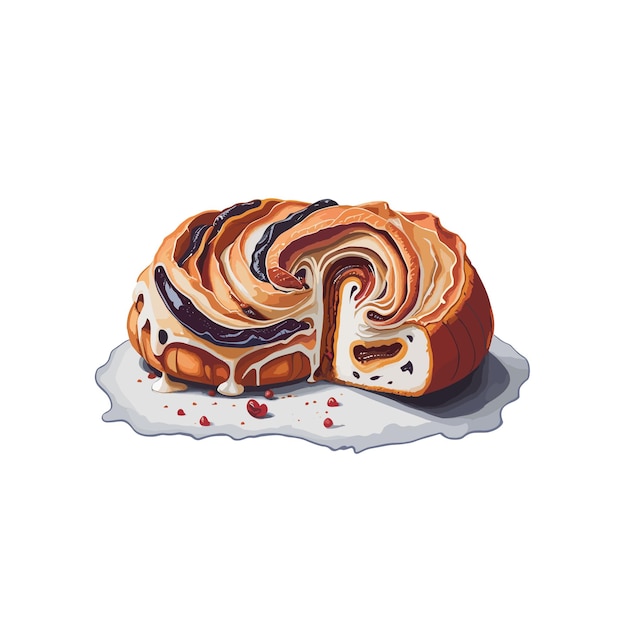 Vector D'aquarelle Babka Clipart De Pâtisserie Fond Blanc Modifiable