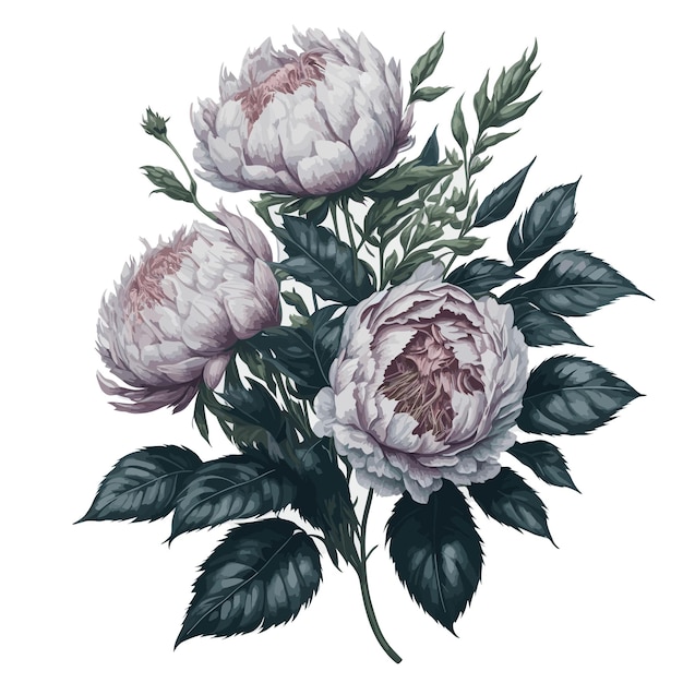 Vecteur vector aquarelle peonie herbacée clipart florale