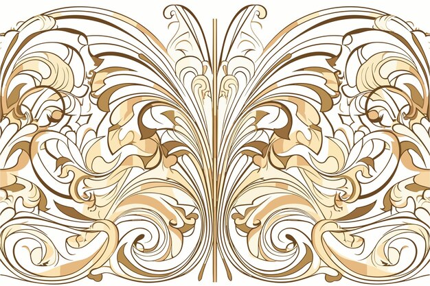 Vector Art Nouveau Art Déco Motif De Fleur Ondulé Ornamen