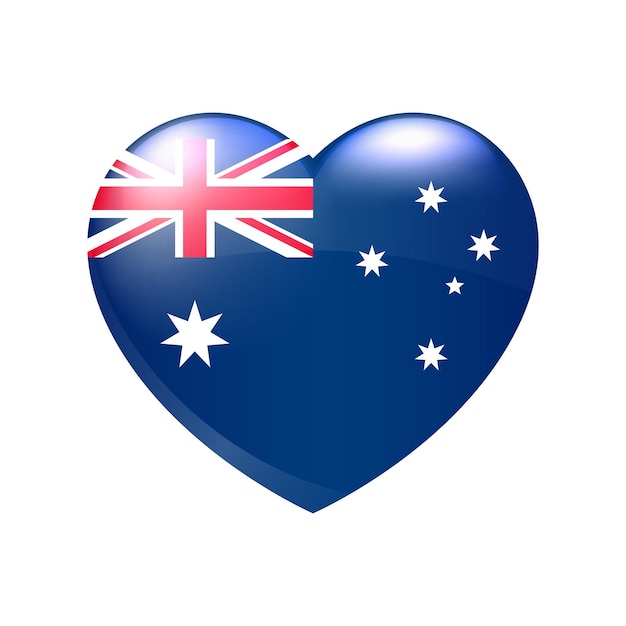 Vector Australie drapeau coeur icône emblème australien isolé brillant pays amour symbole eps10