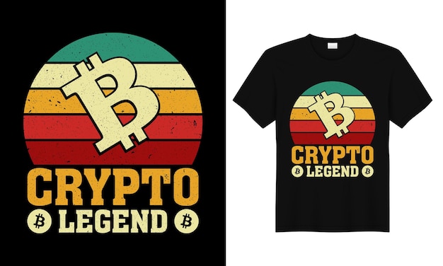 Vector bitcoin crypto-monnaie T-shirt design vintage T-shirt à la mode