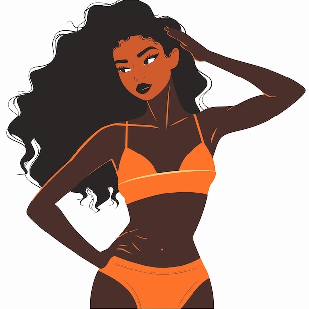 Vecteur vector black girl in a swimsuit against a white background generative ai