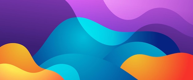 Vector bleu orange et violet simple de style minimaliste design de bannière à gradient abstrait avec des ondes et des formes liquides Pour les présentations, des flyers, des affiches, des invitations au rapport annuel