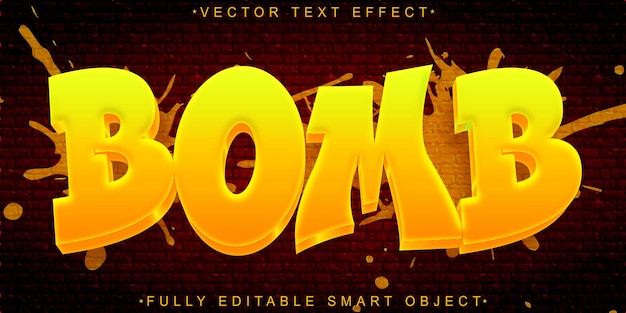 Vecteur vector de bombe de graffiti jaune orange effet de texte d'objet intelligent entièrement modifiable