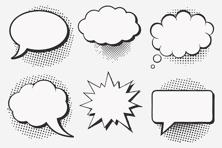 Vecteur vector de bulle de parole dans le style halftone ensemble black and white comic burst design