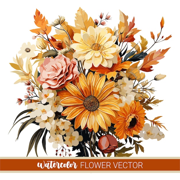 Vector de cadre de fleurs à l'aquarelle sur fond blanc