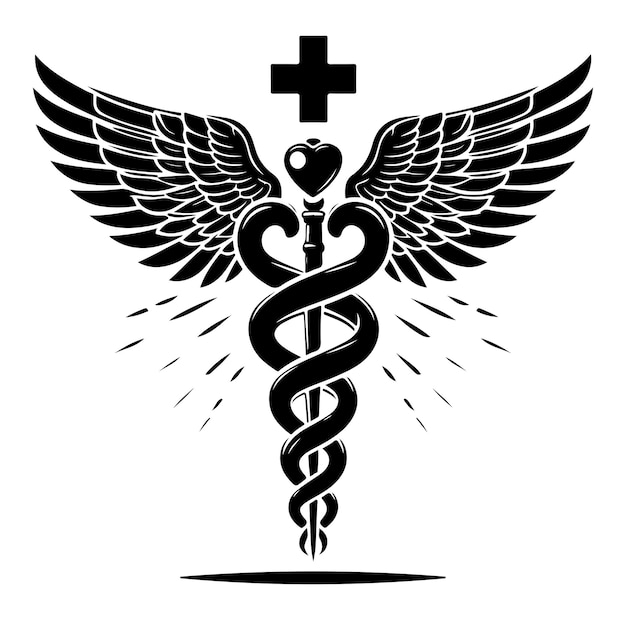 Vecteur vector caduceus symbole de santé asclepius icône de baguette de couleur noire silhouette illustration vectorielle