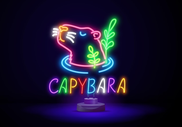 Vector Capybara Drôle Dans Le Design Plat Capibara Amusant Personnage En Vue Avant Capybara Mignon Assis