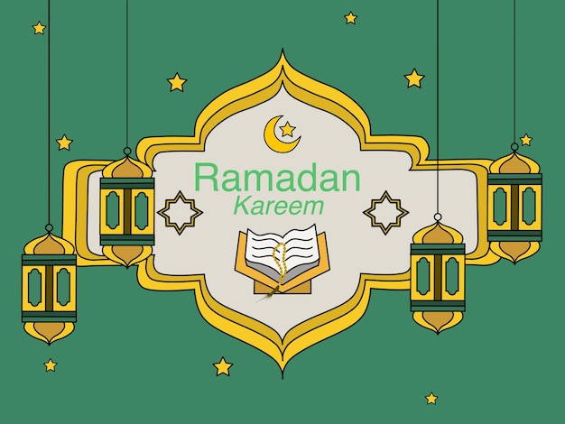 Vecteur vector célébration du ramadan à l'arrière-plan avec des lanternes