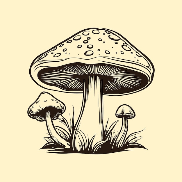 Vecteur vector champignons toxiques illustration vectorielle dessinée à la main famille de champignons non comestibles dangereux