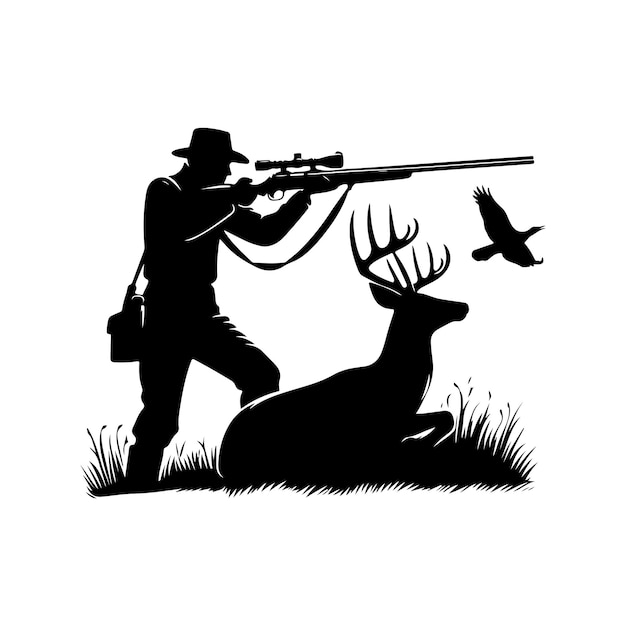 Vector De Chasse Illustration Vectorielle Des Silhouettes De L'homme De Chasse