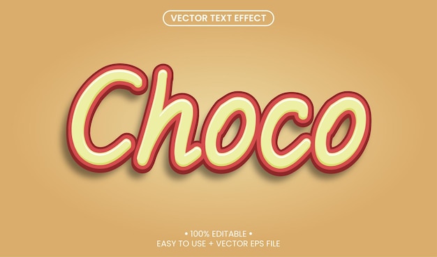 Vector choco effet de texte de dessin animé 3D