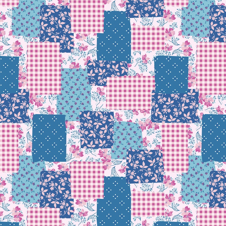 Vecteur vector coloré abstrait dessiné à la main motif de patchwork sans couture avec des ornements floraux