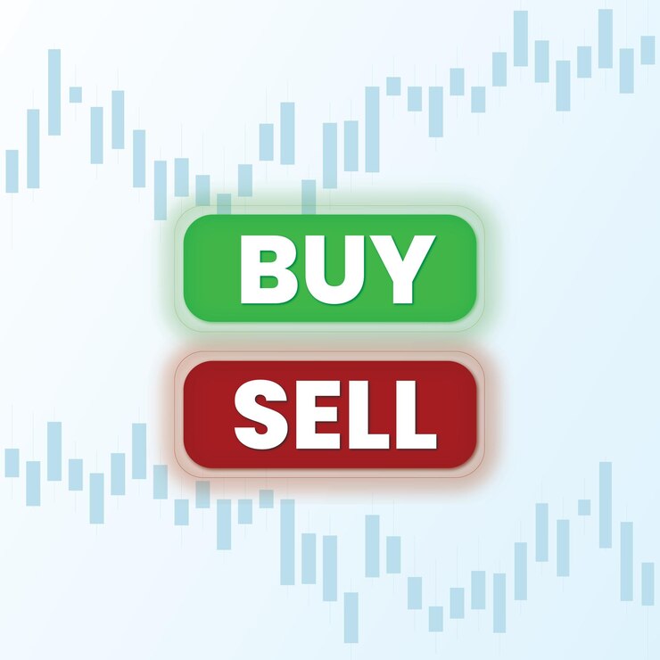 Vecteur vector le commerçant suit le bouton achat et vente