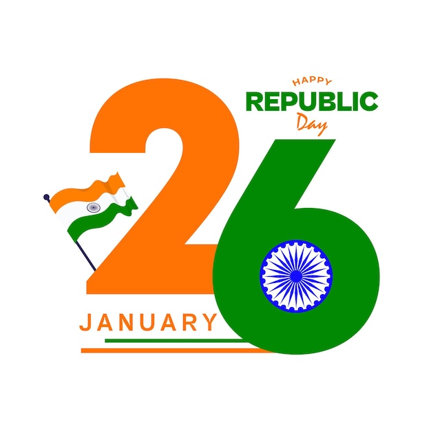 Vecteur vector concept de la fête de la république indienne avec texte 26 janvier