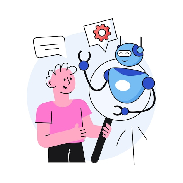 Vector de concept de recherche de robot dans une illustration de stock de style plat