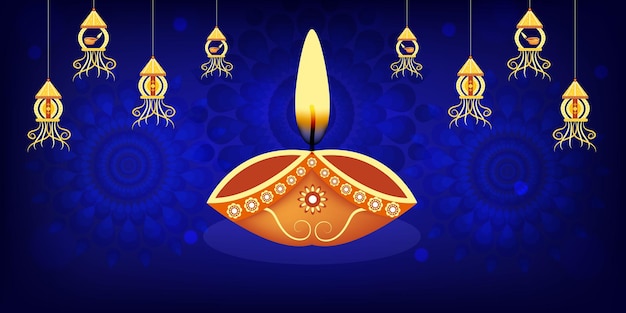 Vector de conception de bannières décoratives élégantes pour le festival de Diwali