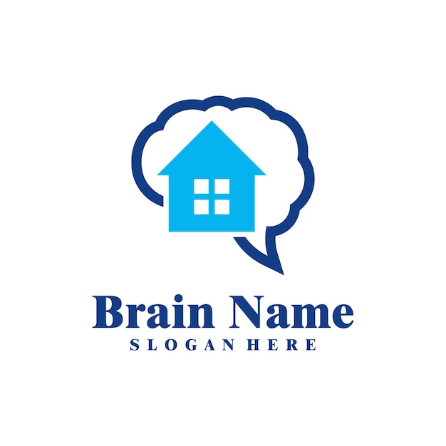 Vector de conception du logo de la maison Creative Brain avec modèle de concepts du logo de la maison