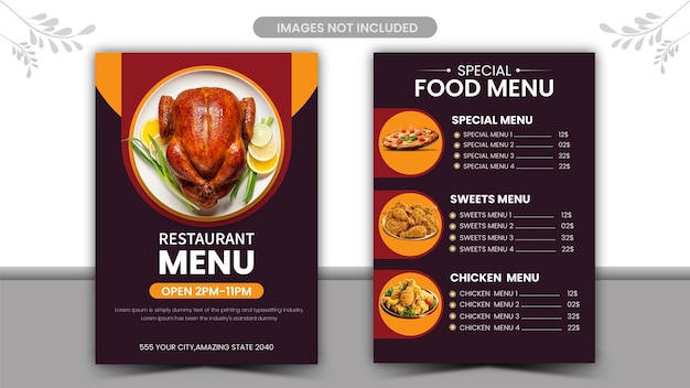 Vecteur vector de conception du modèle de menu d'un restaurant ou d'un café