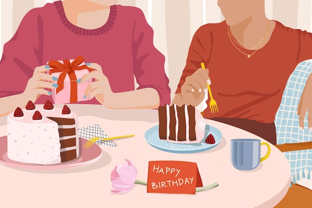 Vector de conception d'illustration de nourriture d'arrière-plan d'anniversaire