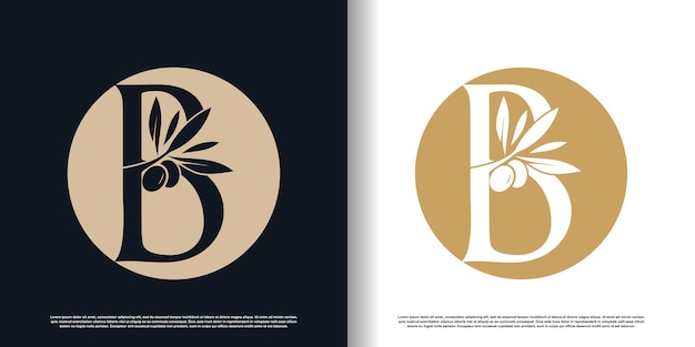 Vector de conception de logo olive avec la lettre b et concept moderne pour les entreprises Premium Vector