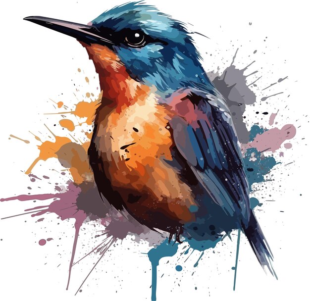 Vector de conception de style de pinceau d'aquarelle d'oiseau pour t-shirt