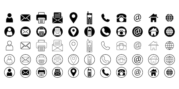 Vector Contact Classic Icon Set Les Logos Des Contacts Sont Les Suivants: