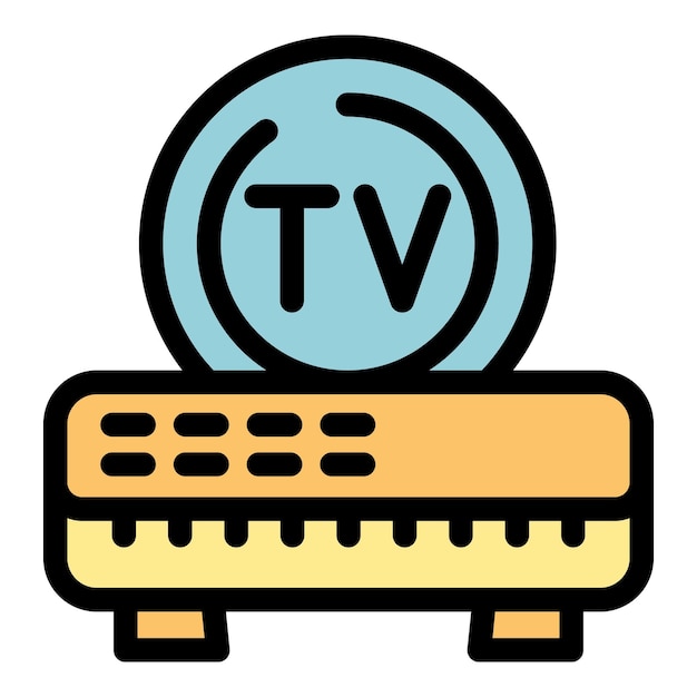 Vecteur vector de contour d'icône de boîte de télévision moderne vidéo à distance à domicile moniteur d'ordinateur couleur plate