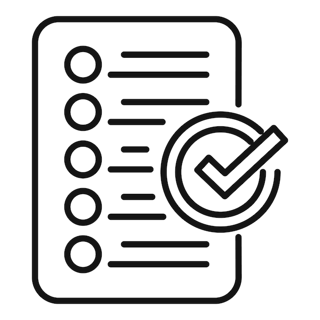 Vector de contour d'icône de document approuvé Contrôle de la qualité du produit