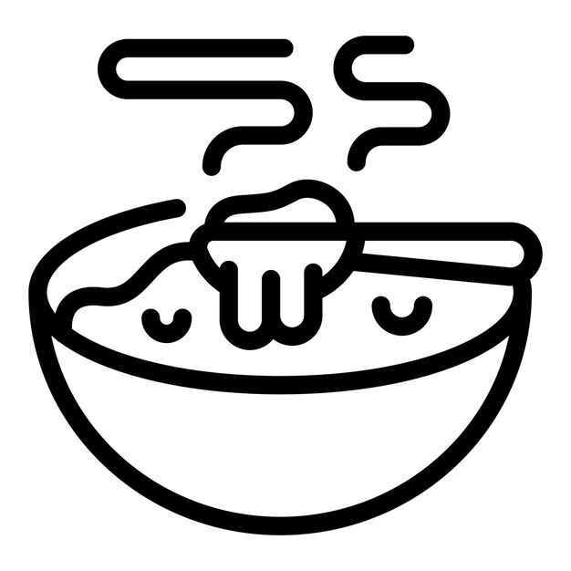 Vecteur vector de contour de l'icône du bol de borsch chaud meal de betterave ukrainienne