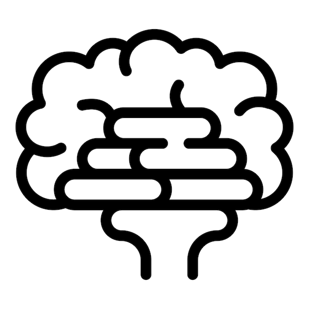 Vector de contour de l'icône du processus de brainstorming Pensée logique du cerveau
