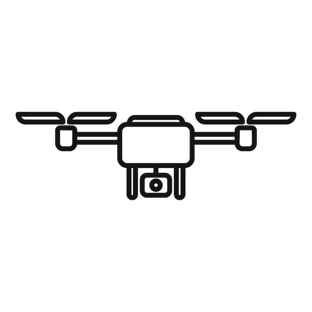 Vector de contour de l'icône de la grande caméra du drone Cinéma du véhicule