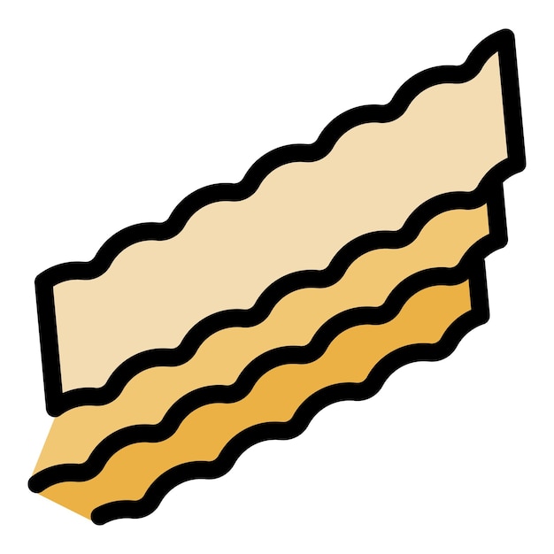 Vecteur vector de contour d'icône de lasagne de pâte lasagne italienne couleur de fromage alimentaire plate