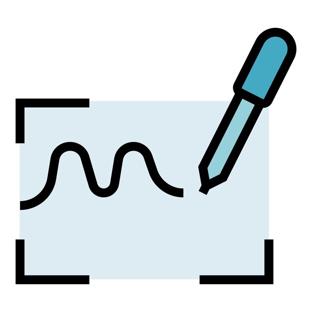 Vector De Contour D'icône De Signature Manuscrite Reconnaissance Numérique Autorisation En Ligne Couleur Plate