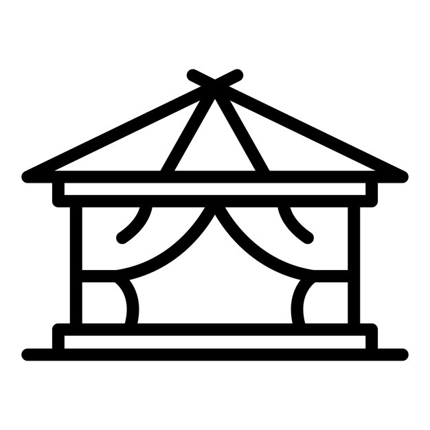 Vector de contour de l'icône de la tente de camping Éco-tourisme Les gens voyagent